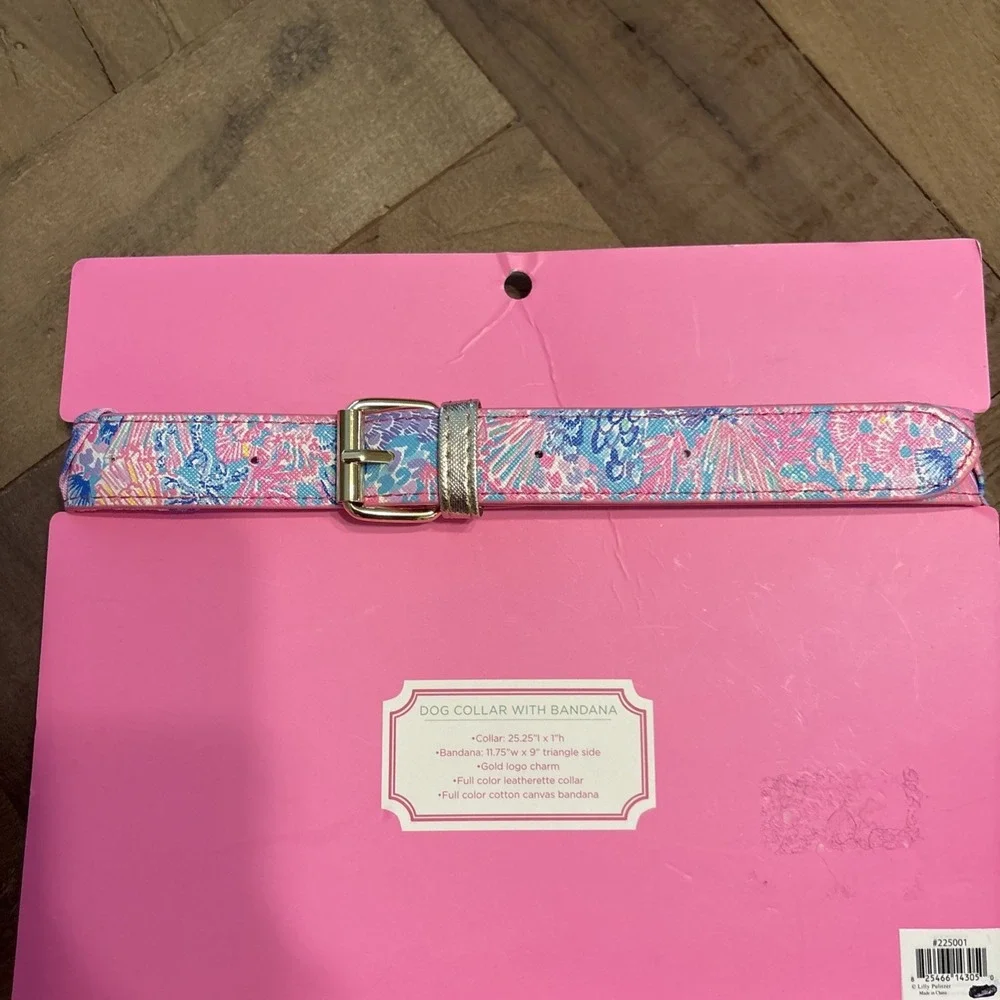 Lilly Pulitzer Dog Pet Collar & Bandana Splender In The Sand Print Size M/L NEW